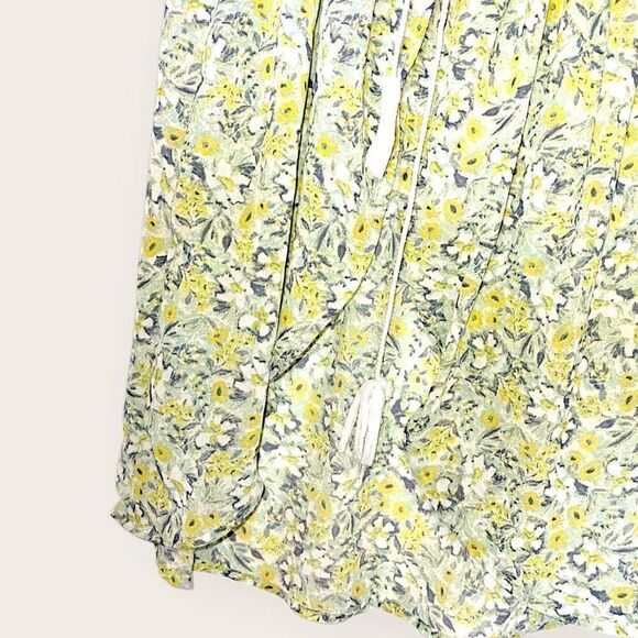 Lauren Conrad Womens Coverup Butter Yellow Green Floral Sheer Waist Tie Beachy - Picture 8 of 12